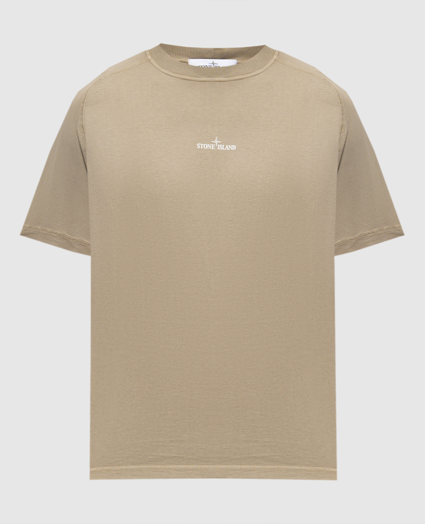 

Beige T-shirt with logo emblem print Stone Island