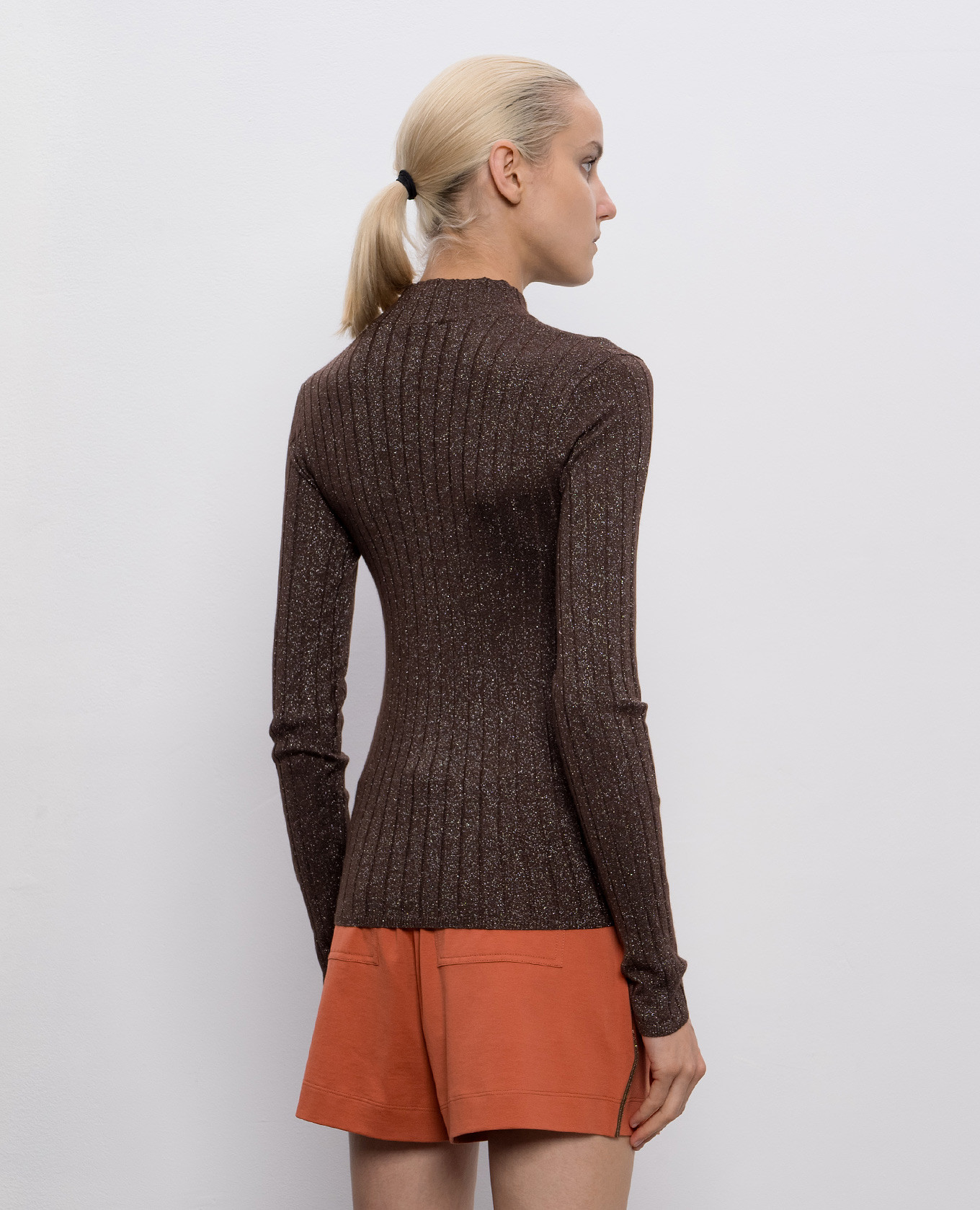

Brown cashmere and silk lurex turtleneck Brunello Cucinelli
