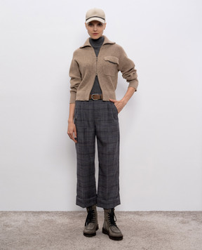 Brunello Cucinelli Gray cashmere and silk top M13800004P