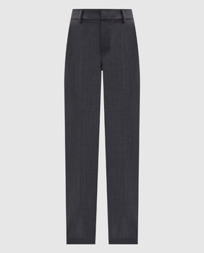 Brunello Cucinelli Gray wool trousers with monil chain M0W07P8584