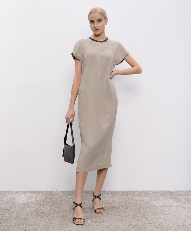 Brunello Cucinelli - Beige linen dress with monil chain MH126AHB51 - shop with Estonia delivery at Symbol Brunello Cucinelli - Beige linen dress with monil chain MH126AHB51 - shop with Estonia delivery at Symbol