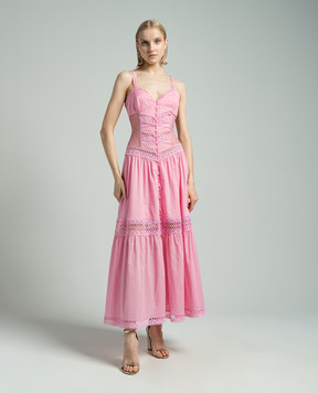 Charo Ruiz Pink Tiana shirt dress with lace 241642