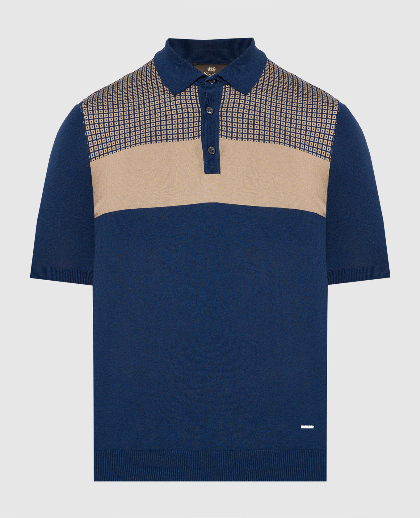 

Blue polo in a geometric pattern Enrico Mandelli