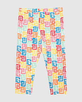 Balmain Children's white leggings with PB brand print BW6710Z2856