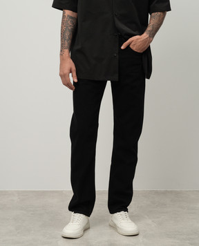 Off-White Black jeans with logo patch OMYA175F24DEN002