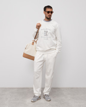 Brunello Cucinelli White sweatshirt with branded print MW8633380G