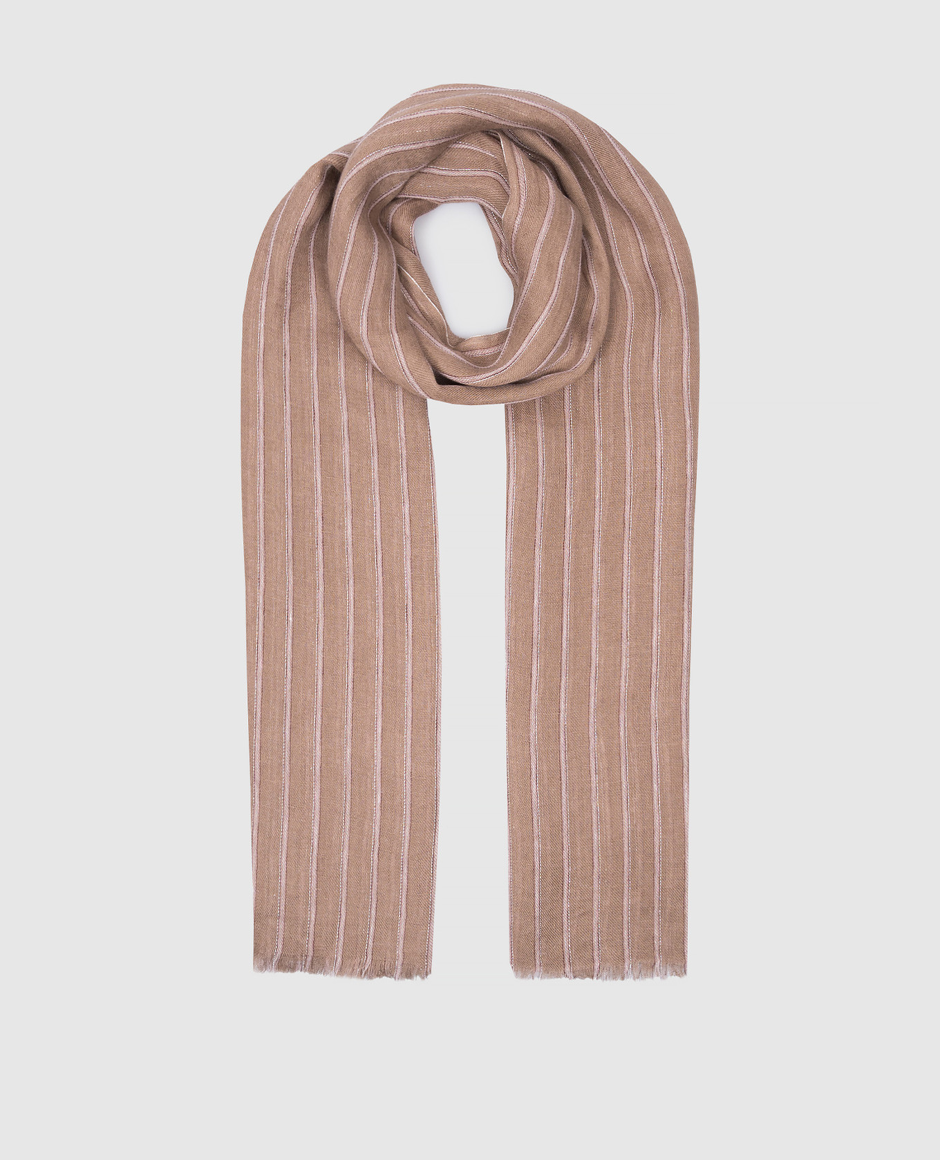 

Brown stole made of linen with lurex Brunello Cucinelli, Коричневый
