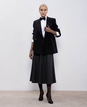 Brunello Cucinelli Black double-breasted wool jacket with monil chain MB1297463