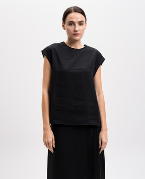 Asceno Dasha black linen top T034F06C01