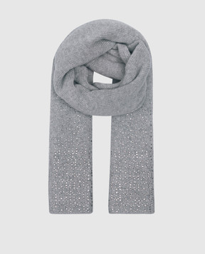 Ermanno Scervino Gray wool and cashmere scarf with crystals D455R311CTBWY