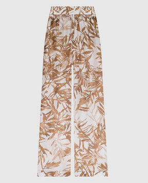 Brunello Cucinelli White printed silk pants MQ999P8915