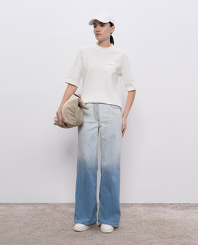 Peserico White T-shirt with a monil chain S06296J005635