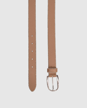 Peserico Beige leather belt with monil chain S32594C0CC687