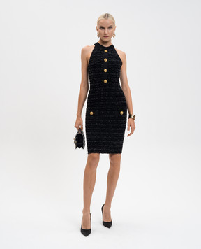 Balmain Black tweed dress with branded accessories FF0RC010KJ16