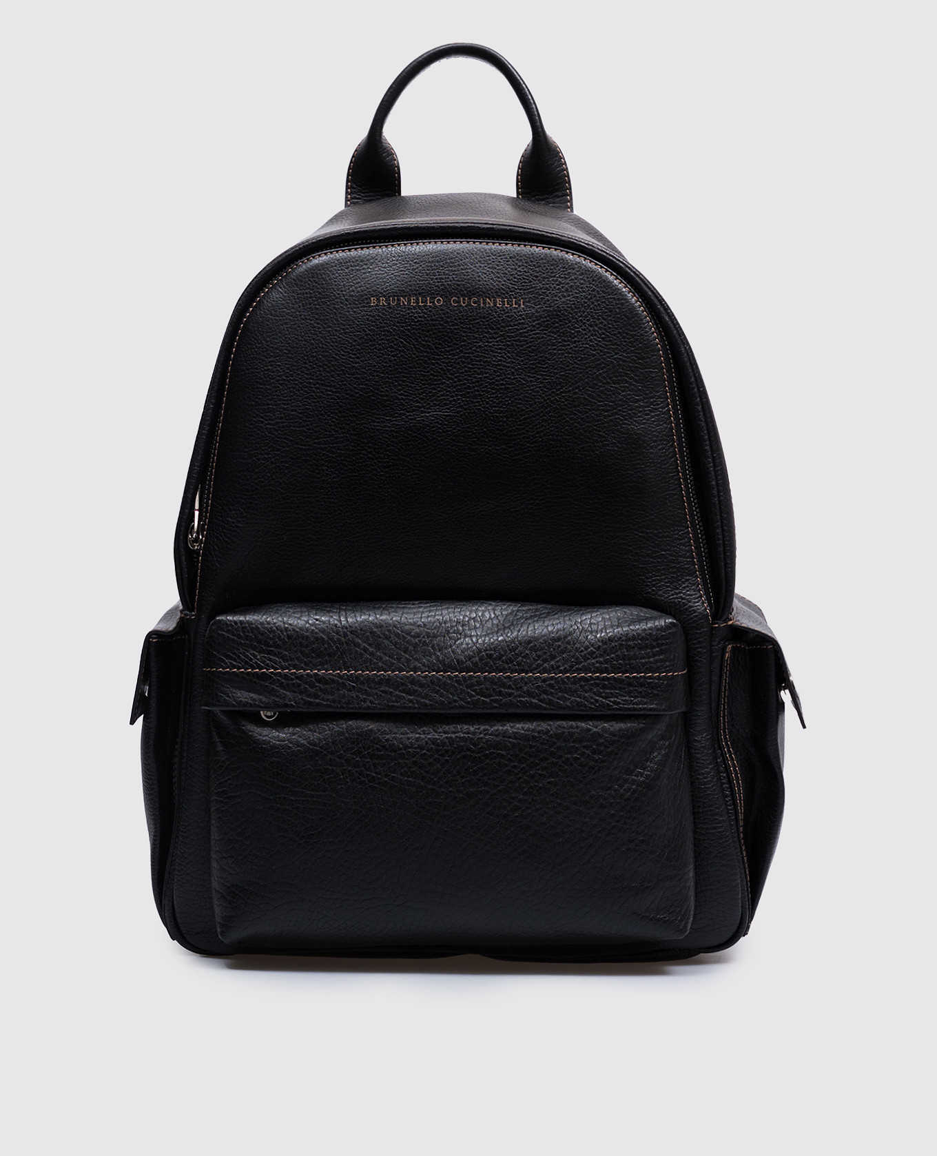 

Black leather backpack with logo Brunello Cucinelli