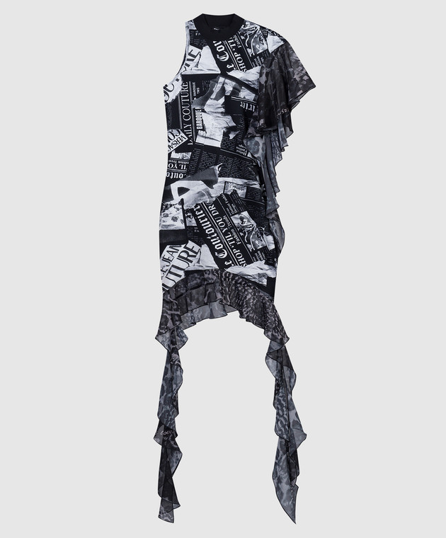 Versace Jeans Couture - Black asymmetric dress in Magazine print  76HAO9D7JS293 - shop with Latvia delivery at Symbol