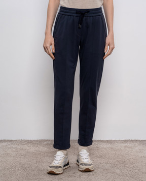 Brunello Cucinelli Blue sweatpants with a monil chain MP827FB799