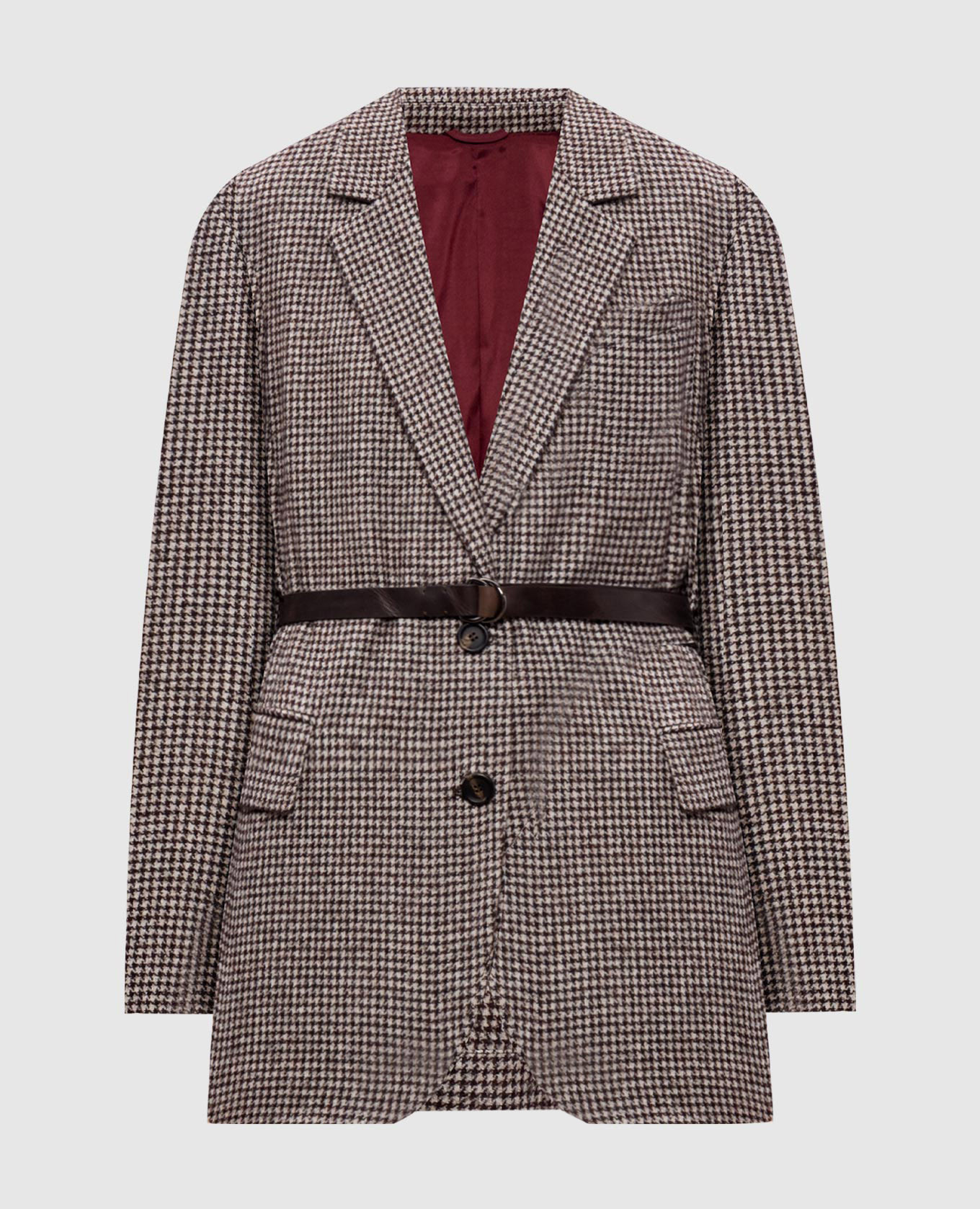Brown patterned wool jacket Brunello Cucinelli