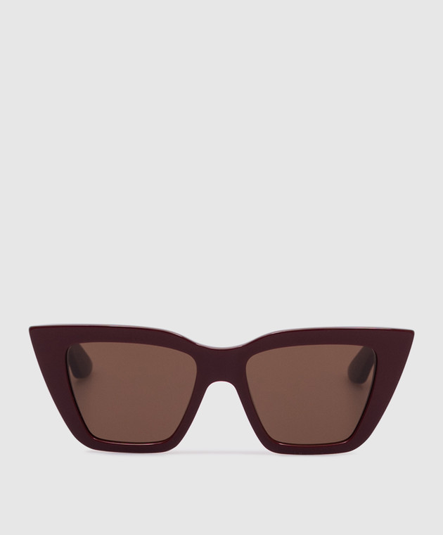 Alexander McQueen - Burgundy Cat-Eye Sunglasses with Logo  display picture 3