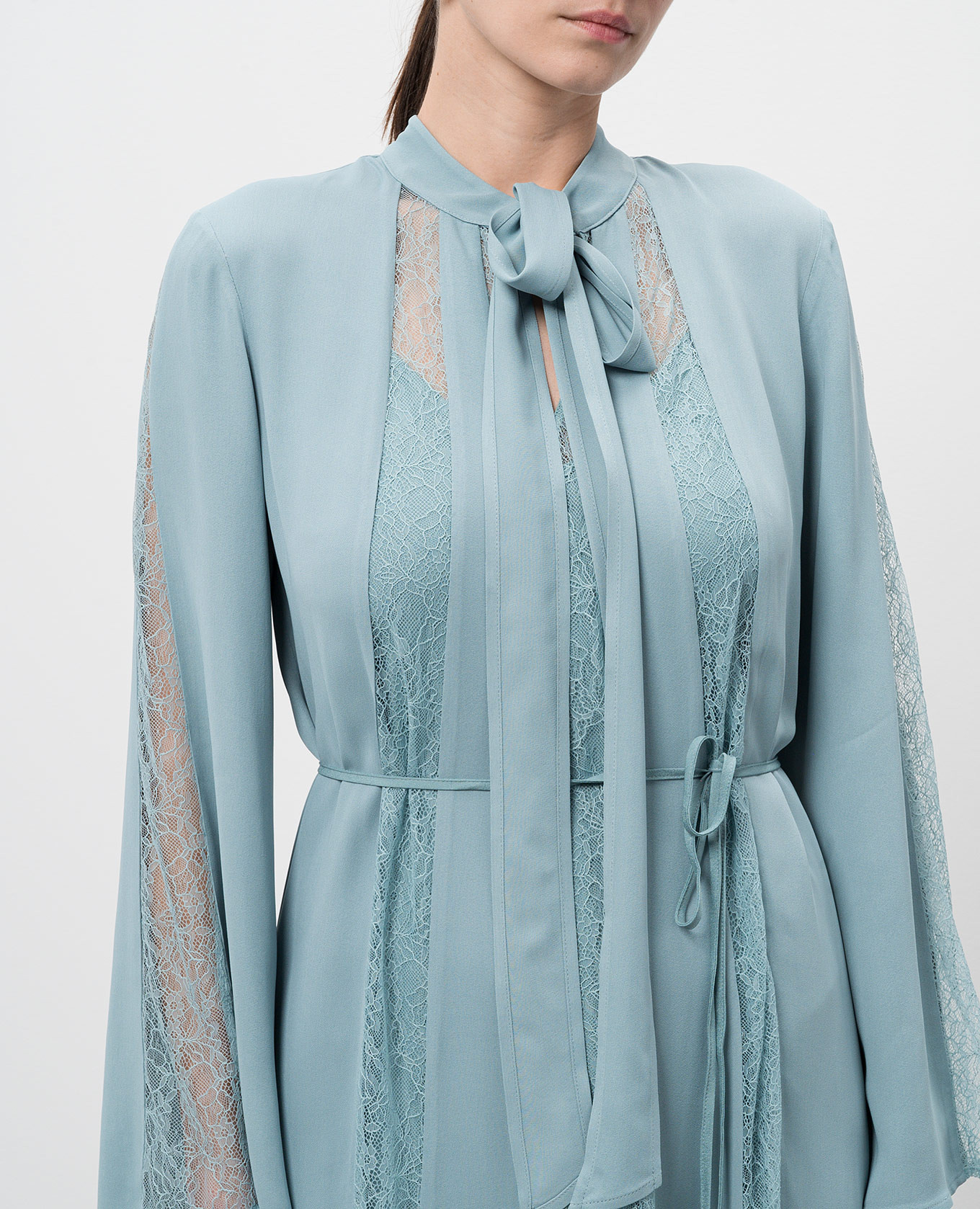 

Blue maxi dress with lace Twinset, Light blue
