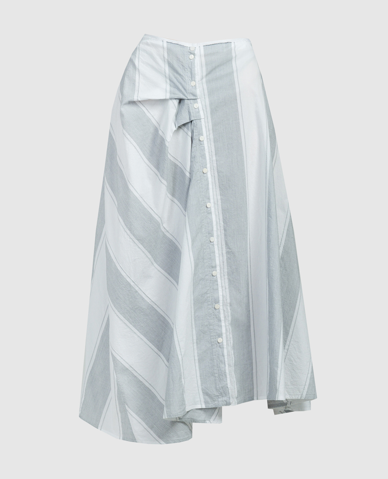 

White asymmetric striped skirt with a reaper effect Marc Le Bihan