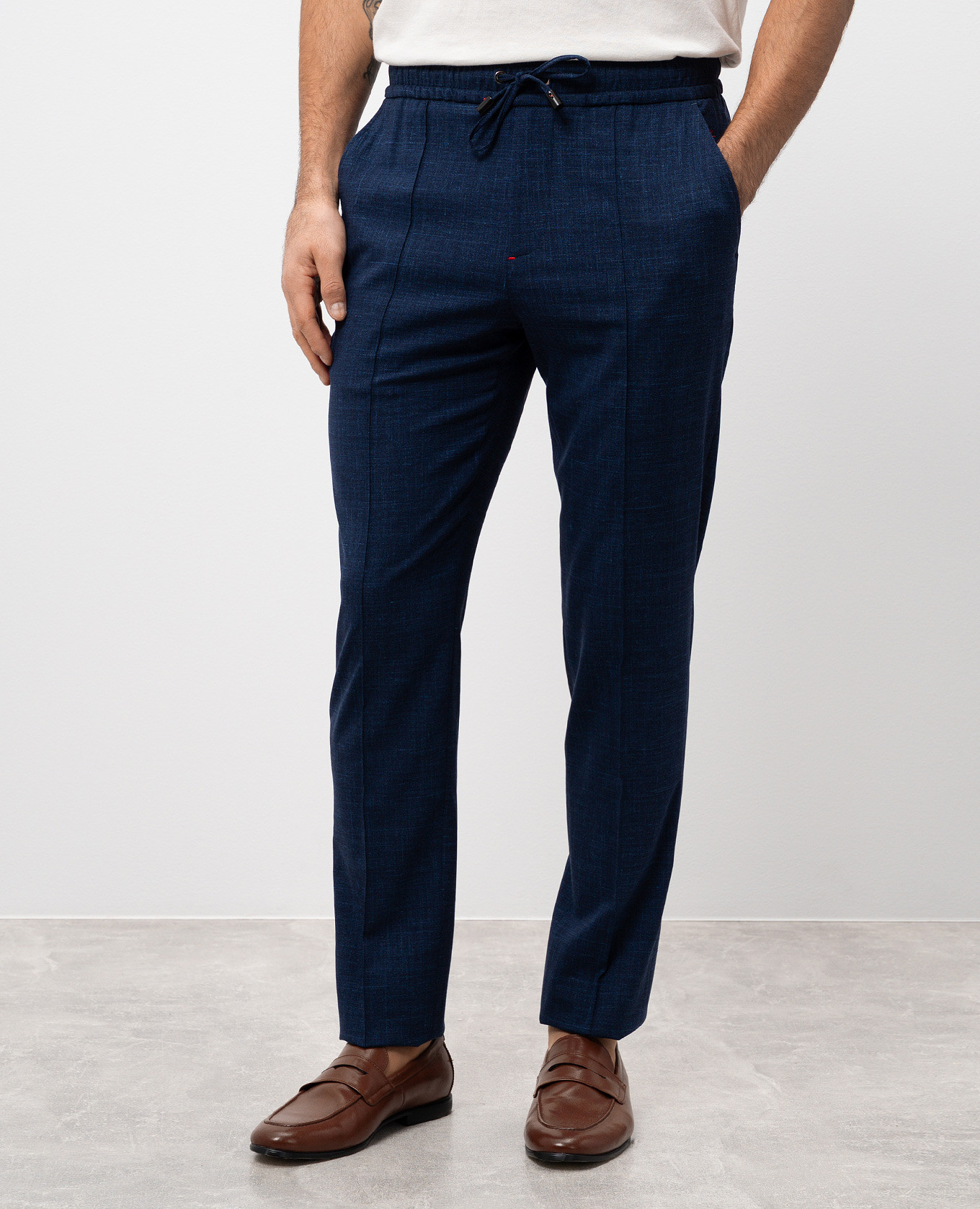 

Blue wool, silk and linen trousers with logo patch ISAIA, Violet