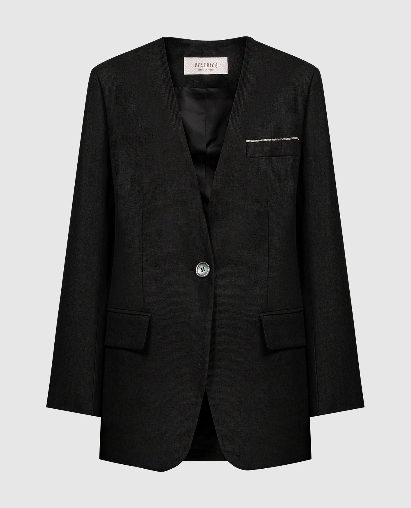 

Black linen jacket with monil chain Peserico