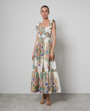 Etro Yellow midi dress in floral print with ruffles WRHA003499SA578