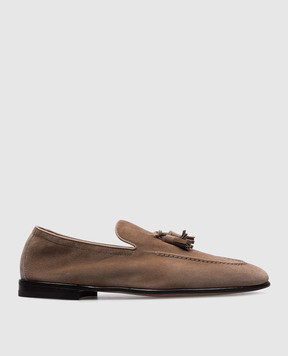 Brunello Cucinelli Beige suede loafers with tassels MZUCAHG731