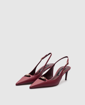 Dolce&Gabbana Burgundy leather slingbacks with logo CG0796A1953