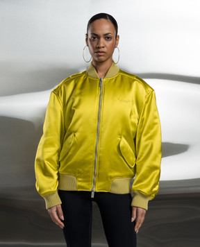 Off-White Yellow bomber jacket with logo embroidery OWEH028S24FAB001