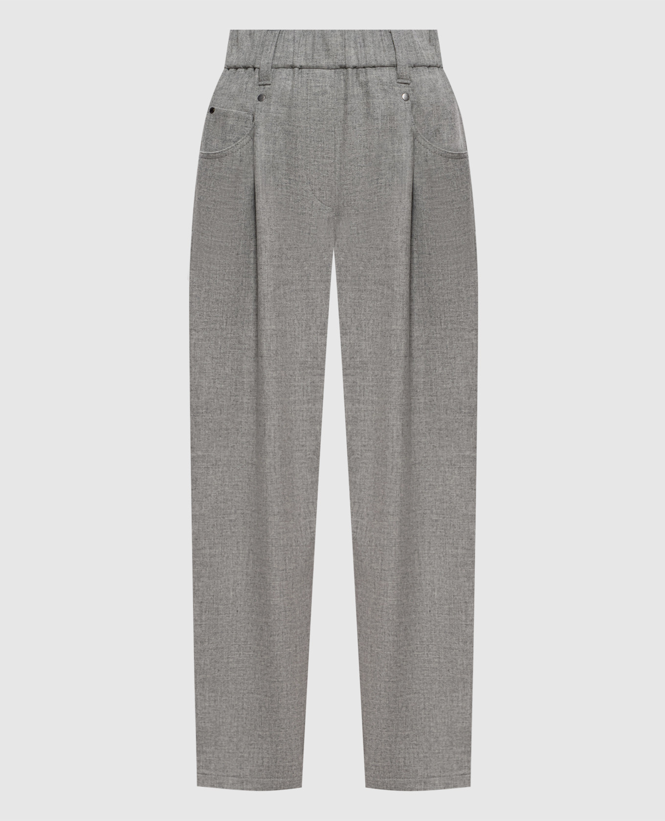 Gray wool and cashmere pants with monil chain Brunello Cucinelli