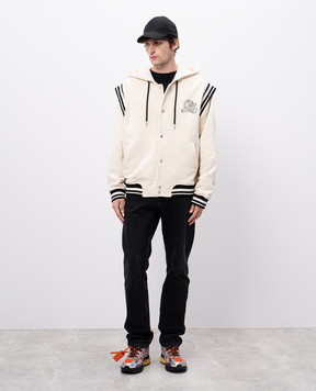 Off-White Beige sports jacket with Arrow embroidery OMEK003S25JER001