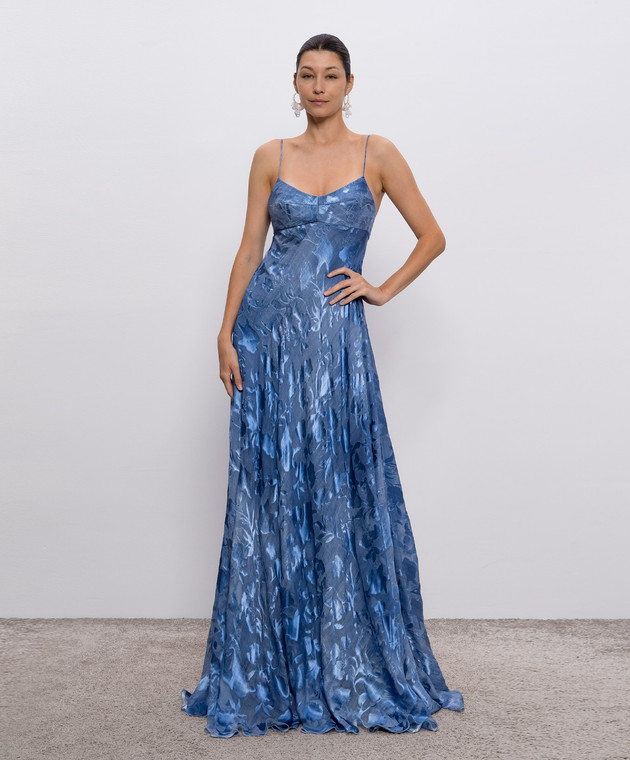 ermanno scervino blue dress - maxi with silk in a floral pattern D462Q765FDYSH Lace trim size:xlarge has standard These 4 Lace Tights Upper part in rebrodé