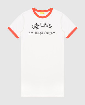 Off-White Children's white dress with logo embroidery OGDB066S25JER001