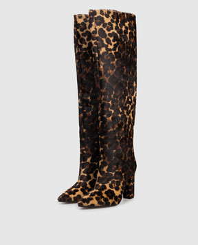 Babe Pay Pls Brown leather boots with animal print 0631911M