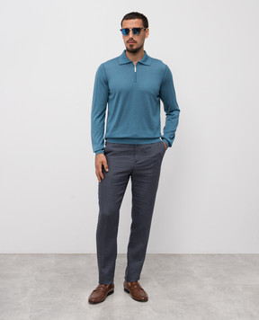 Stefano Ricci Blue cashmere and silk polo shirt K606125P30F25302