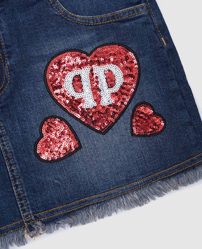 Philipp Plein Children's blue denim skirt with logo GDV00061216