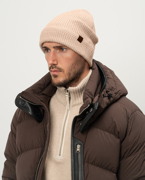Tom Ford Beige wool and cashmere cap with logo KHR003YMW041S24