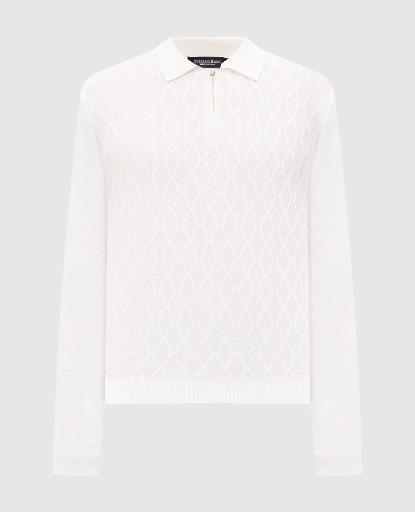 

Beige wool, cashmere and silk polo shirt with geometric pattern Stefano Ricci