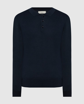 Cashmere&Whiskey Blue polo shirt with silk and cashmere FS06