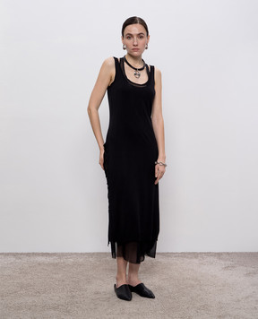 Masnada Black double-layered silk dress 78PM02