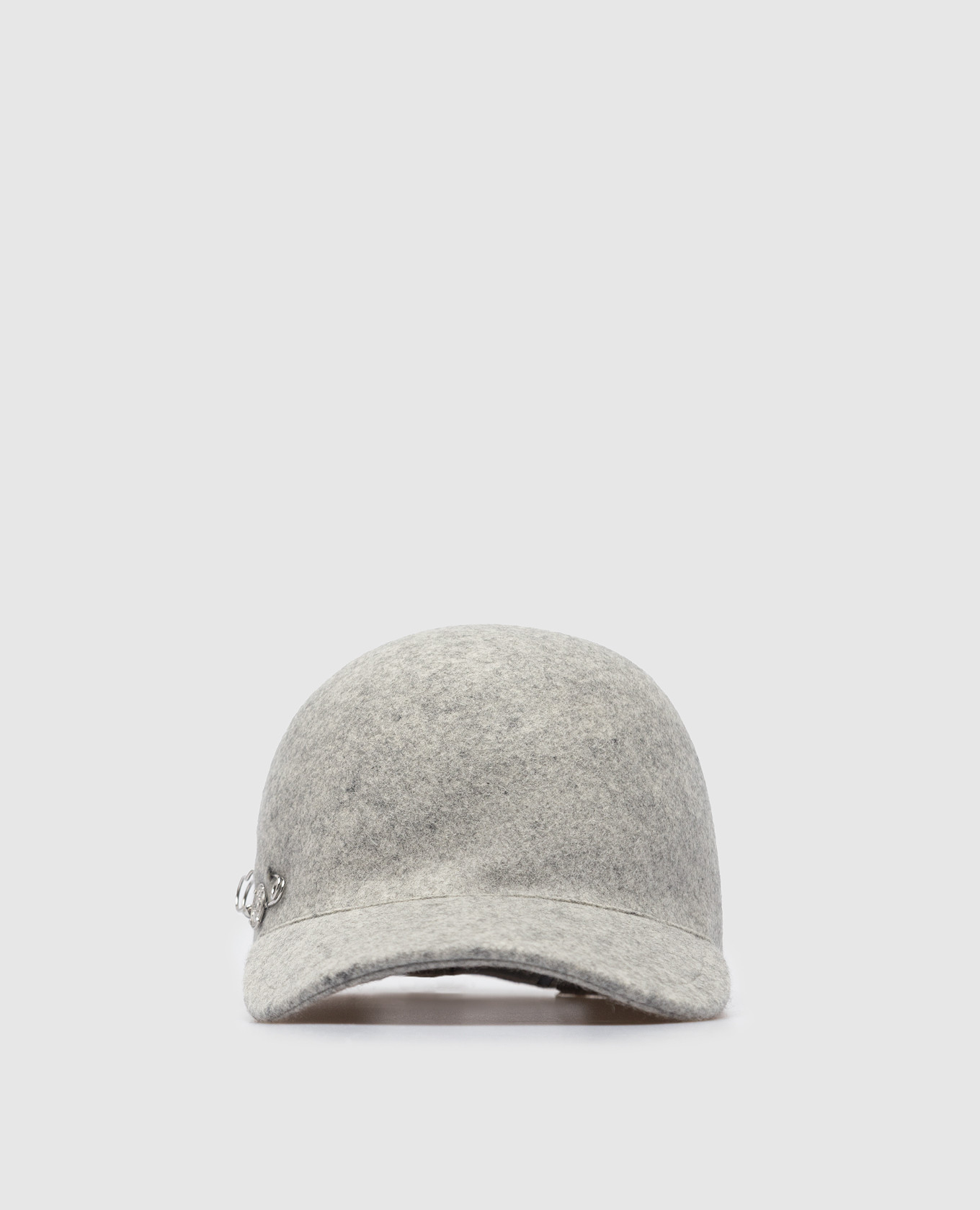 Ermanno Scervino Gray cap made of wool with a pin