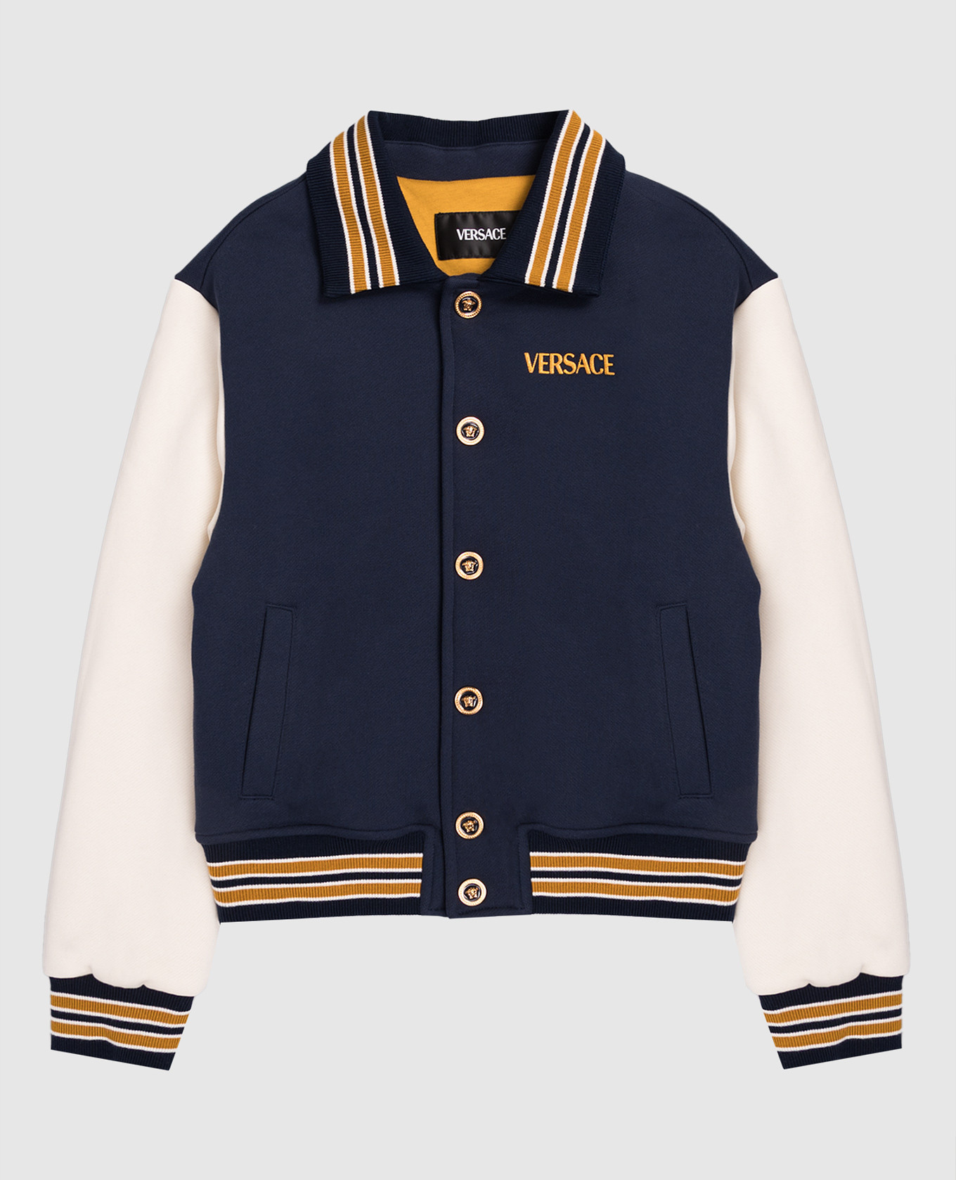 Children&#39;s blue jacket with logo Versace