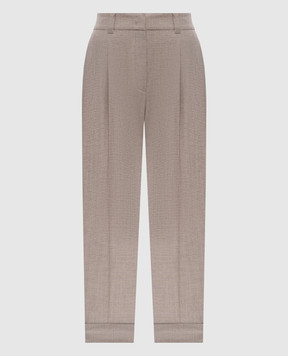 Peserico Beige checked wool pants A04816V06413