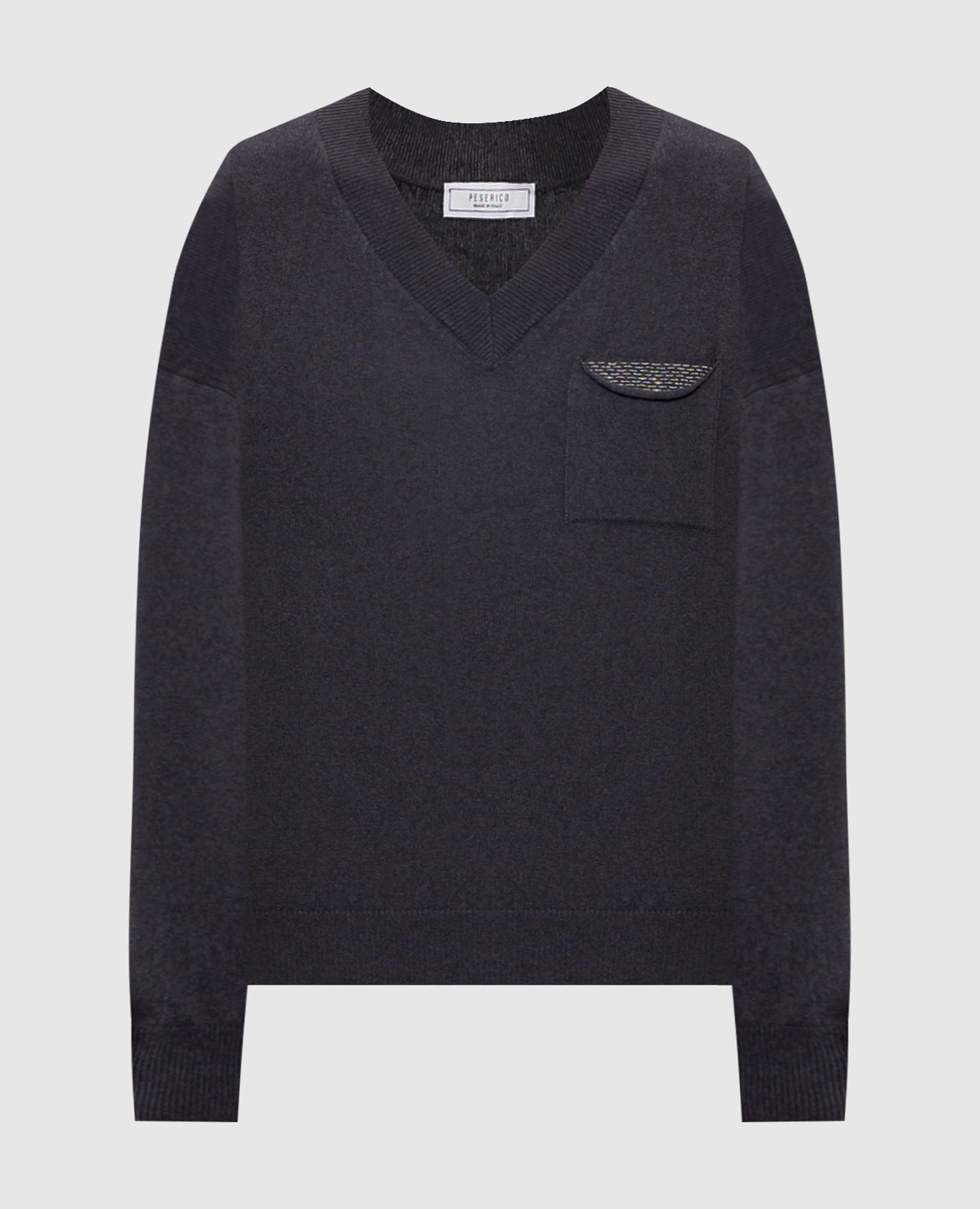 

Gray wool, silk and cashmere pullover with monil chain Peserico, Grey