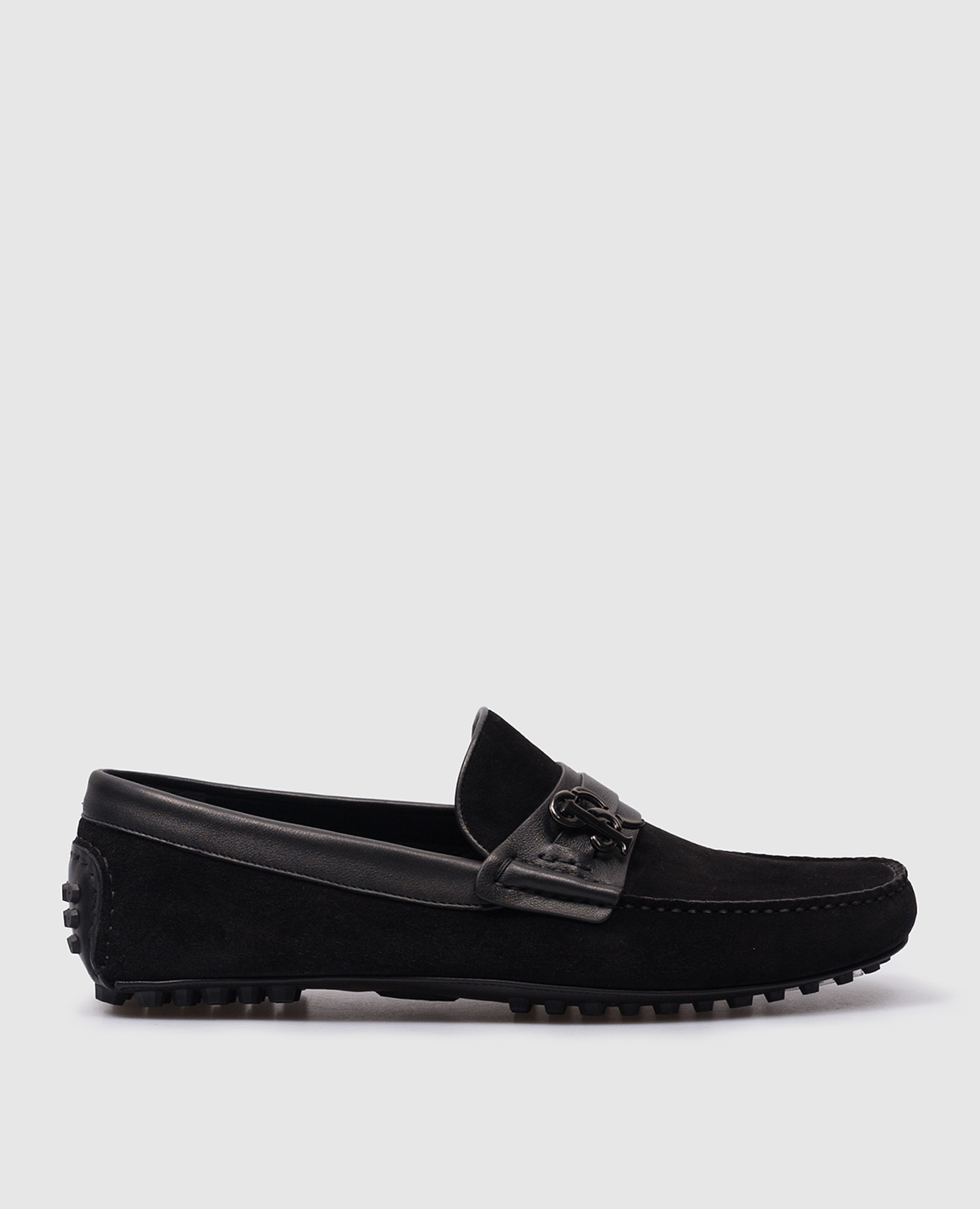 

Black suede moccasins with metallic monogram logo Stefano Ricci, Черный