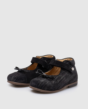 Zecchino D'oro Children's black suede shoes with a bow N100121722