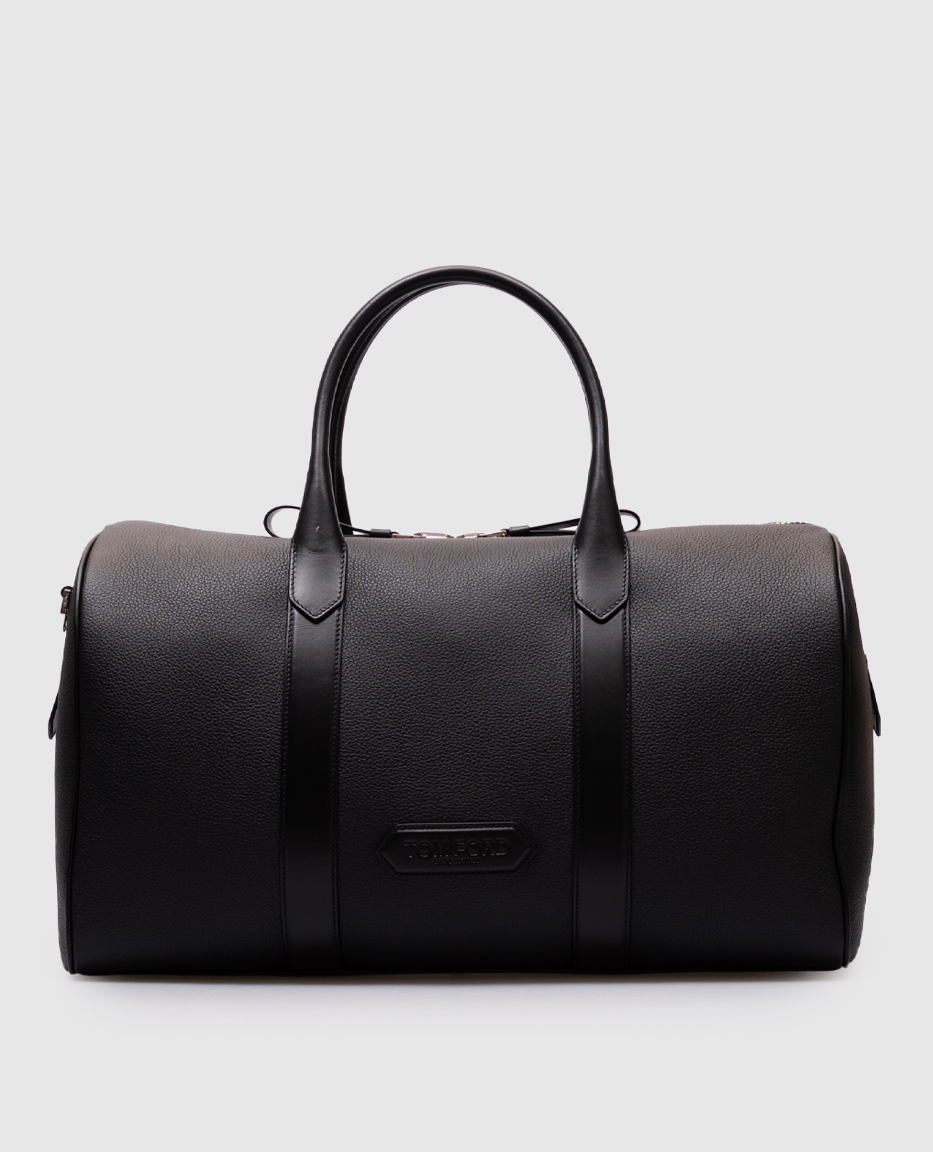 

Black leather duffel bag with logo Tom Ford