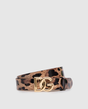 Dolce&Gabbana Children's brown leather belt in leopard print EE0068AM568